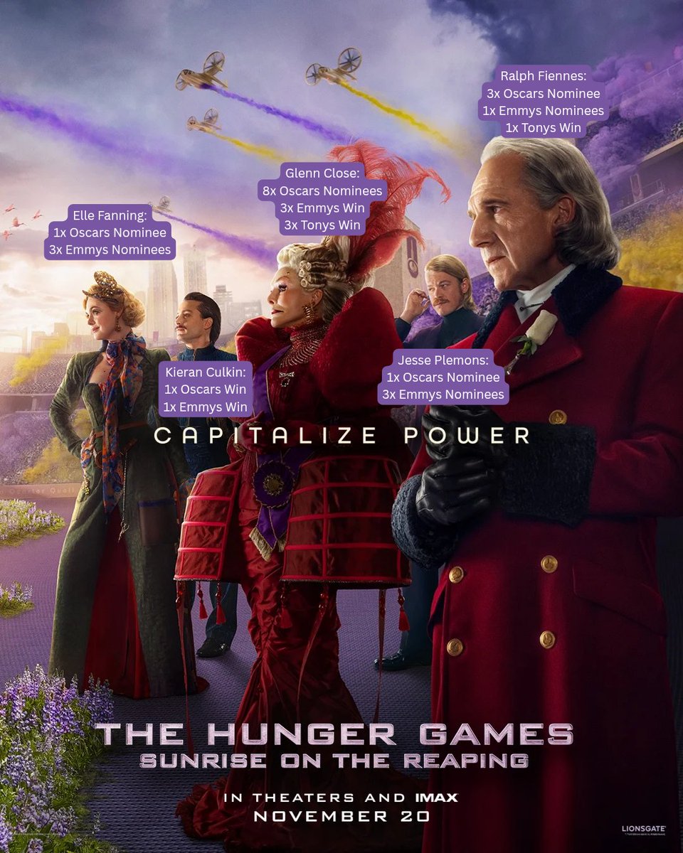 eternalroseanne's tweet photo. i think what makes these two posters look so powerful is the fact that all the Capitol side are such established elite actors IRL, with Oscars, Emmys, and Tonys nominations and wins, while the tributes side is mostly made up of younger rising actors. like the contrast is so clear https://t.co/ng8VvBhYSP