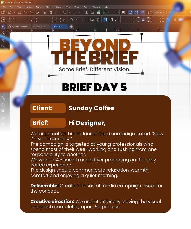 NuvahD's tweet photo. Day 5 — Beyond the Brief
Slow down. It’s Sunday.
A quiet morning, good coffee, and a moment to breathe.

#BeyondTheBrief #GraphicDesign #SundayCoffee https://t.co/GJJz37RjD4
