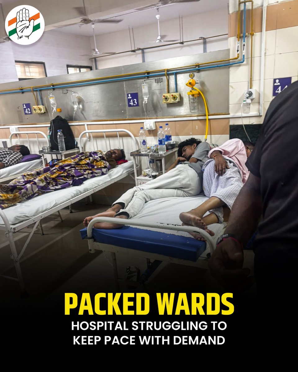Mhatre_Sheetal's tweet photo. MUMBAI HOSPITAL HORROR:

Packed wards. Multiple patients forced to share a bed. Patients spilling into corridors and passages. A severe shortage of staff.

These are horrifying scenes at the @mybmc -run Shatabdi Hospital in Kandivali.

On Wednesday, I visited the hospital to check on some patients admitted to the ward. What I saw was deeply disturbing. I confronted the hospital's senior staff over these conditions and demanded accountability.

Public healthcare is not a favour. It is a fundamental responsibility of this government and the BMC.

The BMC has a ₹7,000 crore health budget, yet several municipal hospitals are on ventilator support, struggling with inadequate infrastructure, facilities and staff. And it is the poorest of the poor who pay the price.

(1/2)