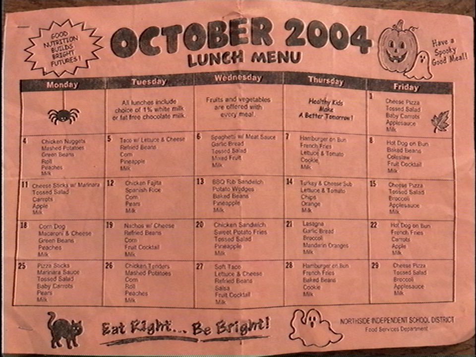 NostalgiaYZ's tweet photo. Remember getting your monthly school lunch calendar? https://t.co/Thc2nyujmQ