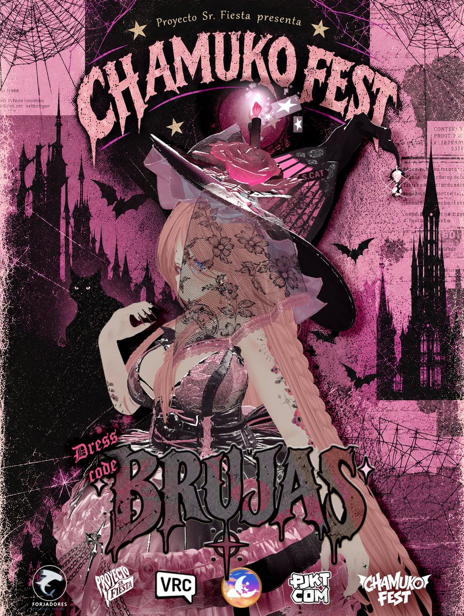 Proyectosrfiest's tweet photo. 🕯️✨ Dress Code: BRUJAS 🧙‍♀️🖤

Prepara tu mejor outfit, afina tus hechizos y únete a una noche donde la magia y el caos se apoderan de VRChat. 🔮

¿Ya tienes listo tu look? 👀

#ChamukoFest2026 #NocheDeBrujas #VRChat #Halloween https://t.co/XHWRoNeyTY