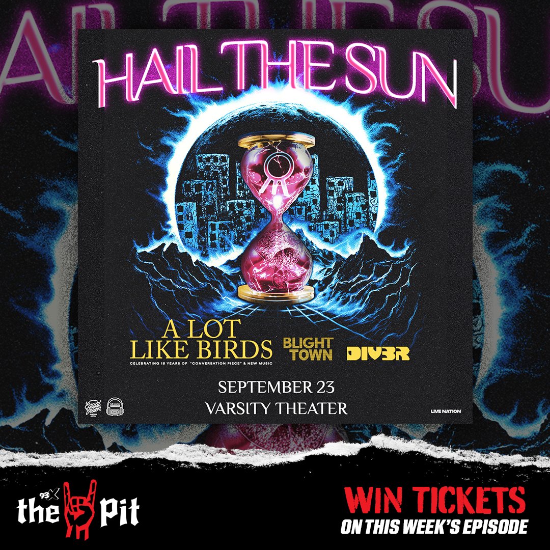 ThePit93x's tweet photo. Tonight we're sponsored by @LiveNation's @hailthesun show at @VarsityTheater featuring @alotlikebirds, Blight Town, &amp; Diver on Sept 23. Plus hear music from @callousdaoboys, @AmonAmarthBand, Clutch, @OFFICIALSTIG, @testament, &amp; @knockedloose 🤘🏼

📻 10pm-12am on @93XRadio https://t.co/Kcb1mBnDQE
