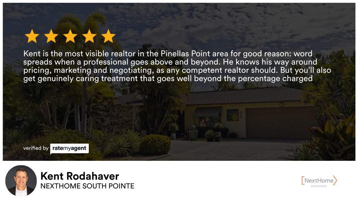SunshineBayLife's tweet photo. My latest RateMyAgent review in St. Petersburg.
https://t.co/2yBSXrtKMp

...
#RateMyAgent #RealEstate #NextHomeSouthPointe #KentRodahaver #Renowned #StPeteRealEstateExpert https://t.co/V01PnNEedP