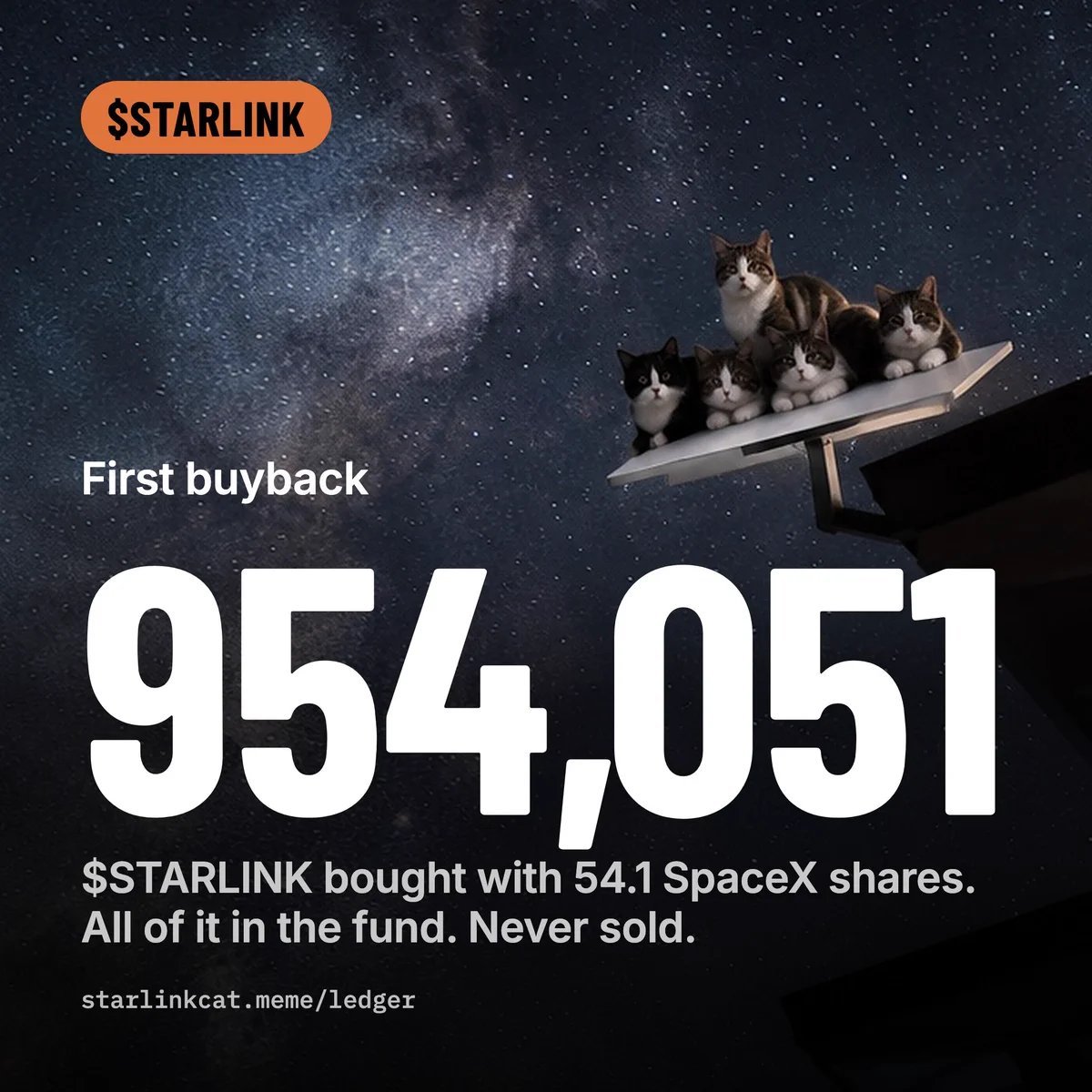 moscablends's tweet photo. 有的人刚上车就问怎么还没到月球。哥们，你买的是$STARLINK先让猫把安全带系上行不行 😂 https://t.co/6xwU4G8Vjj