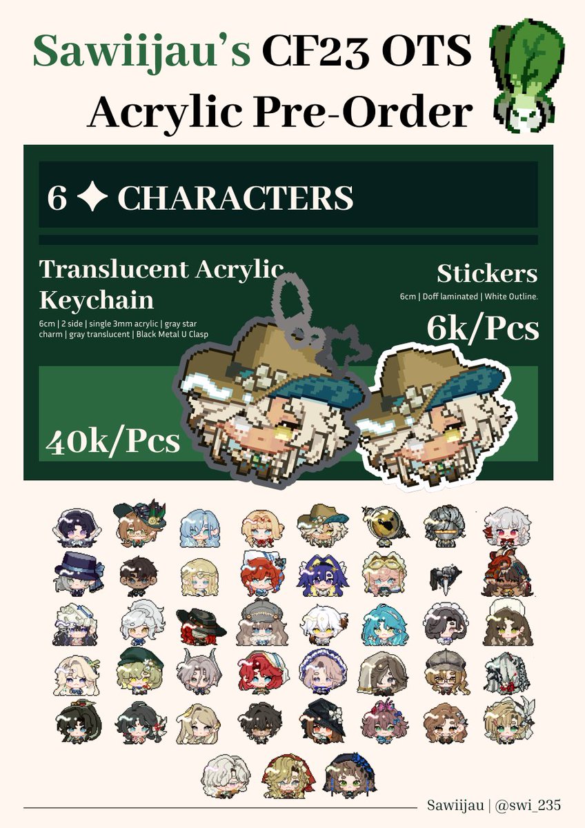 swi_235's tweet photo. [ 💚 Rt's Appreciated]
Sawi's #CF23  Fast OTS Pre-Order Open 🥬

📅 PO Date: 16-21 September 2026
📍 BUMF | Both Day | Table No TBA 
Fandom: Reverse: 1999

(More merch will only be available ots and mail order after CF23)
Link Below 👇
#comifuro23 #comifuro23catalogue https://t.co/XvWGAzjDOR