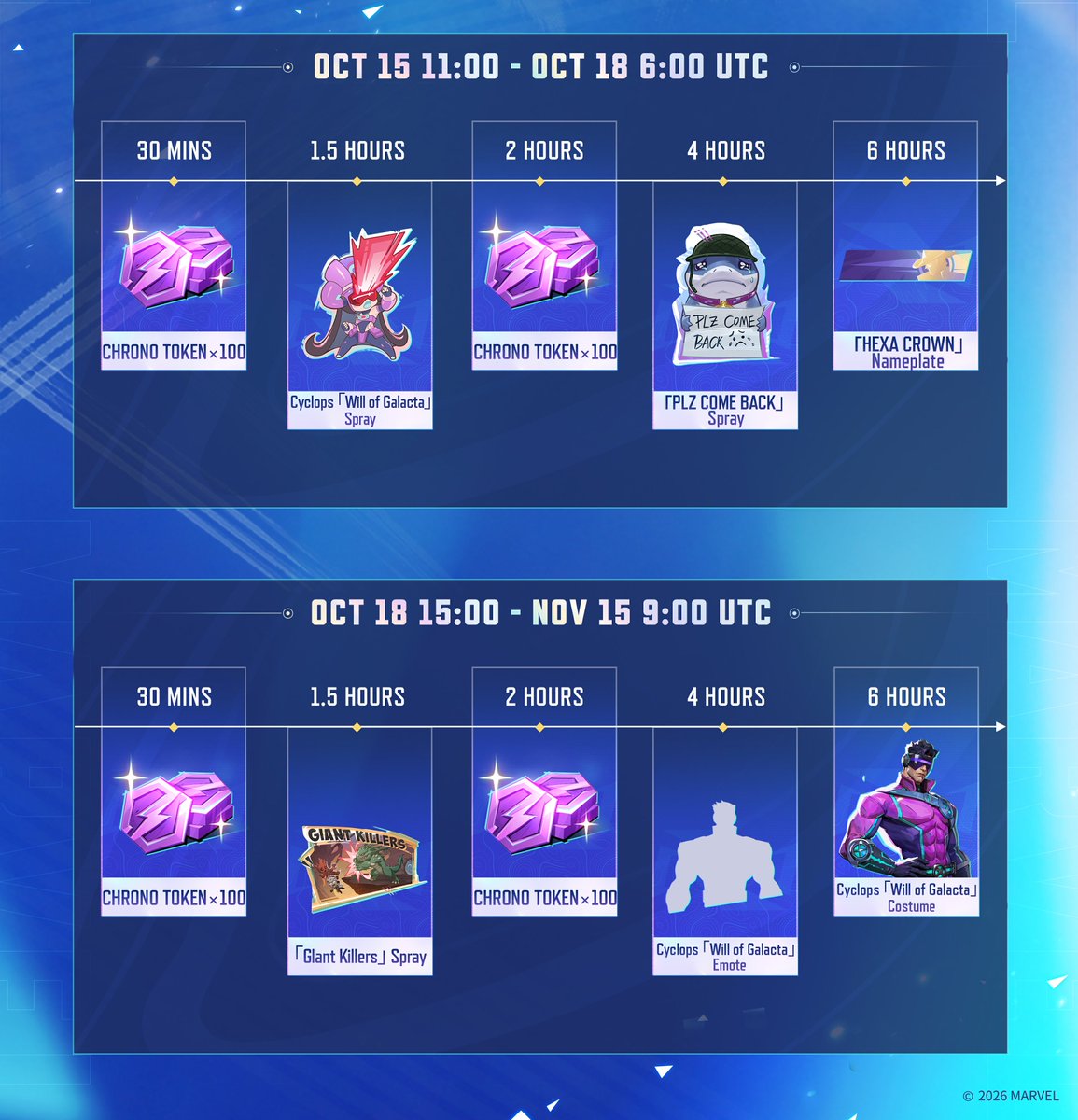 mmmmmmmmiller's tweet photo. ‼️ NEW: IGNITE STAGE 2 TWITCH DROPS

Catch the #MarvelRivalsIgnite Stage 2 matches on participating Twitch streams between September 17th and November 15th to unlock a new round of exclusive cosmetics, including a Will of Galacta recolor for Cyclops.
#MarvelRivals https://t.co/zDWyOCQdse