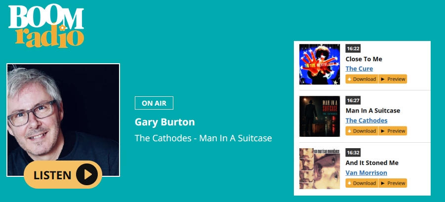 TheCathodes's tweet photo. Many thanks to Gary Burton at @BoomRadioUK for playing "Man In A Suitcase" today. Also thank you to Les Ross for playing the song on Sunday immediately following "The Tide Is High" by Blondie. What a great combination of songs!
#BoomRadio #newmusic #synthpop #ManchesterMusic https://t.co/QhXsWPAsvf