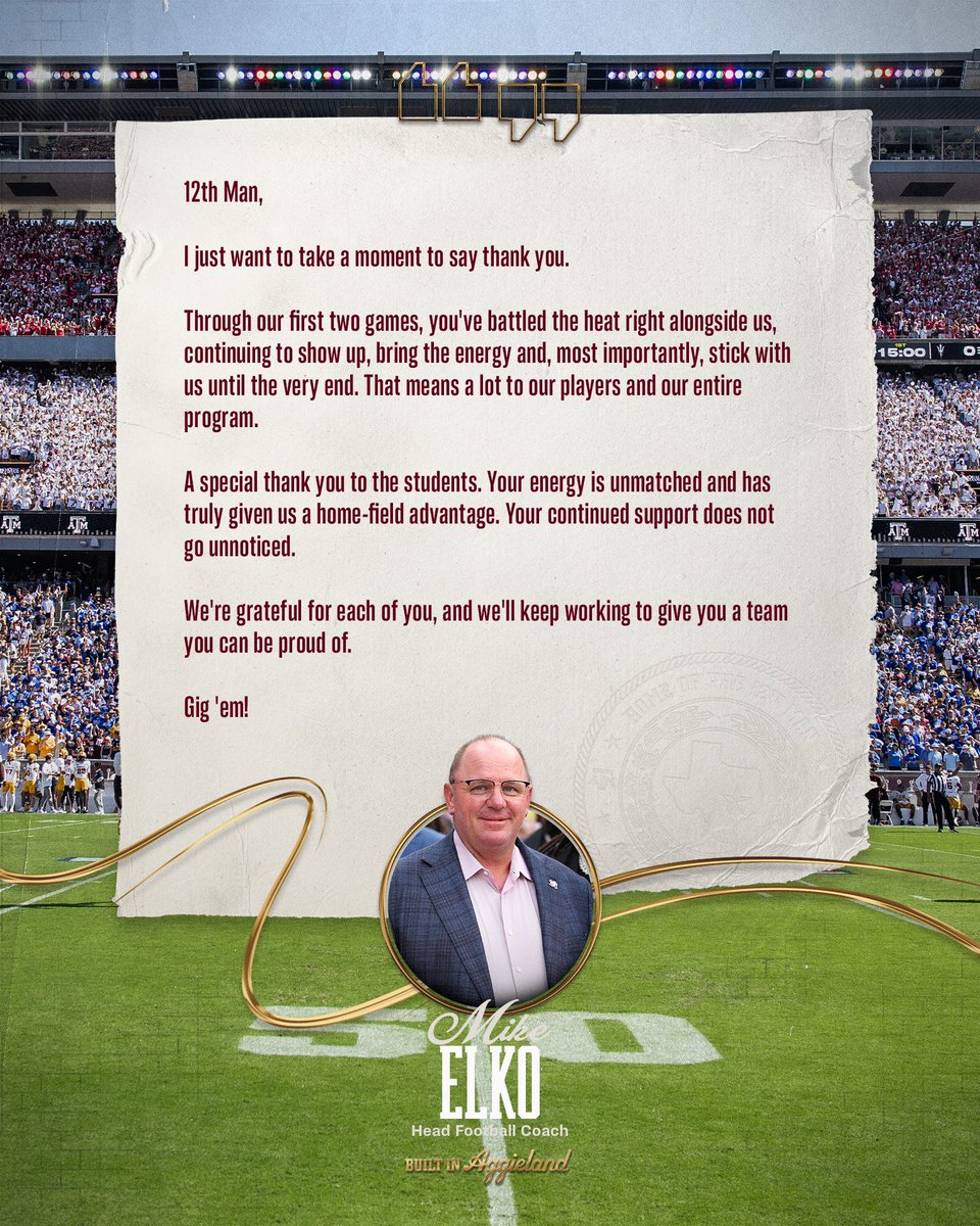 12thMan's tweet photo. Good bull from the Head Coach 👍 https://t.co/OKCAC0A5dI