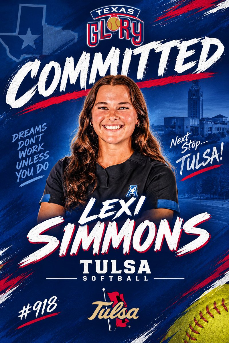 TexasGlory's tweet photo. Lexi Simmons commits to Tulsa.  The 2028, IF plays high school ball at Westville, OK.  She was our first 2028 commit!  Congrats Lexi!

#fastpitch #committed
@eastonfastpitch @ripitsports @sqairz @pitchcom_sports @bsnsports @linedsoftball @extrainningsb https://t.co/LzdWEYo3ow