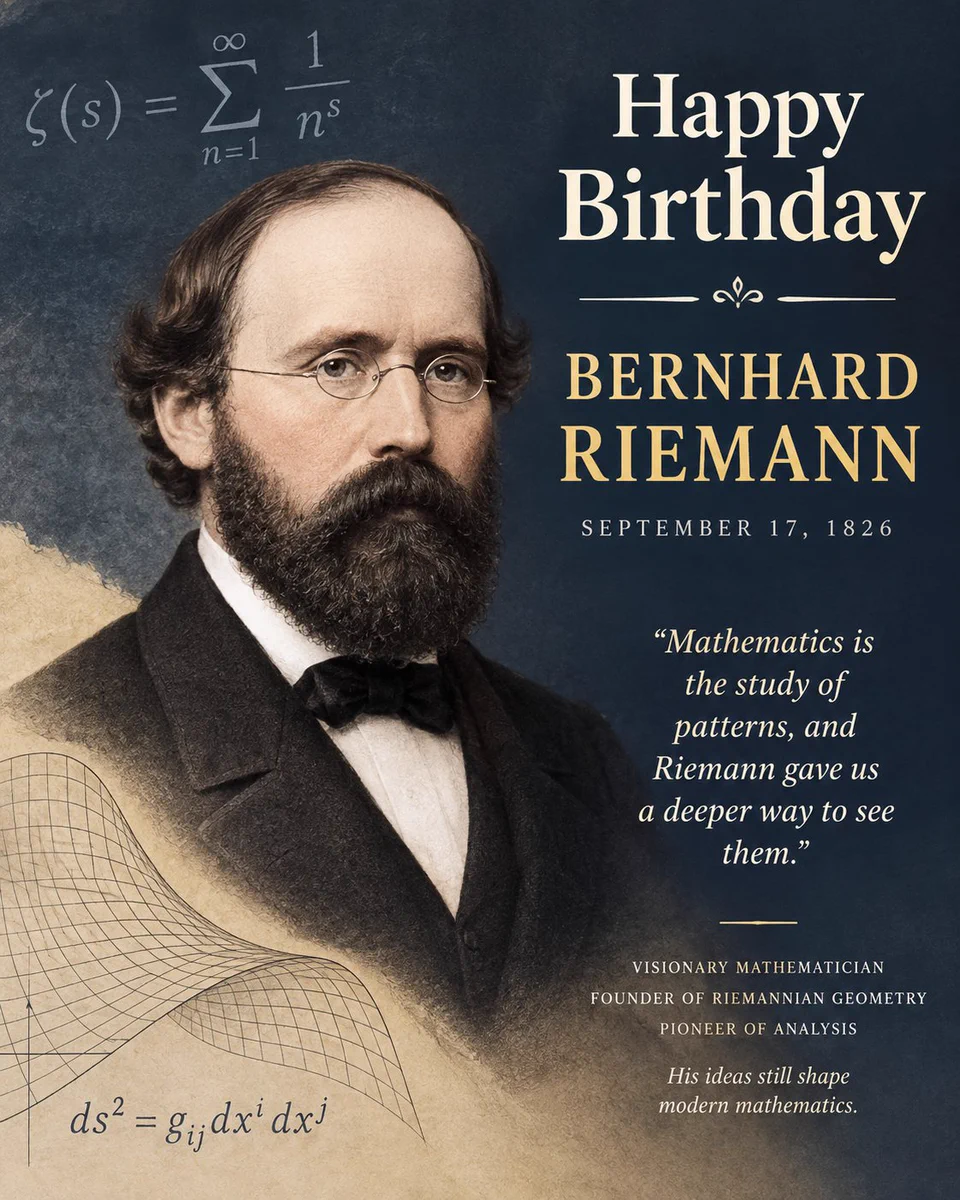Math Files on X: "Happy Birthday Bernhard Riemann He was born on ...