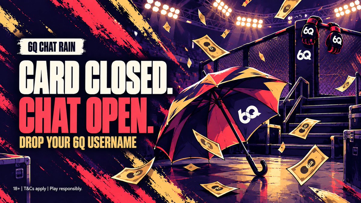 sixqnetx's tweet photo. The fight-night arguments can continue in chat.
So can the Rain.

Drop your 6Q username below and check 6Q site chat for the late drops.
Winner lists go up there. https://t.co/igcvMLOnf5