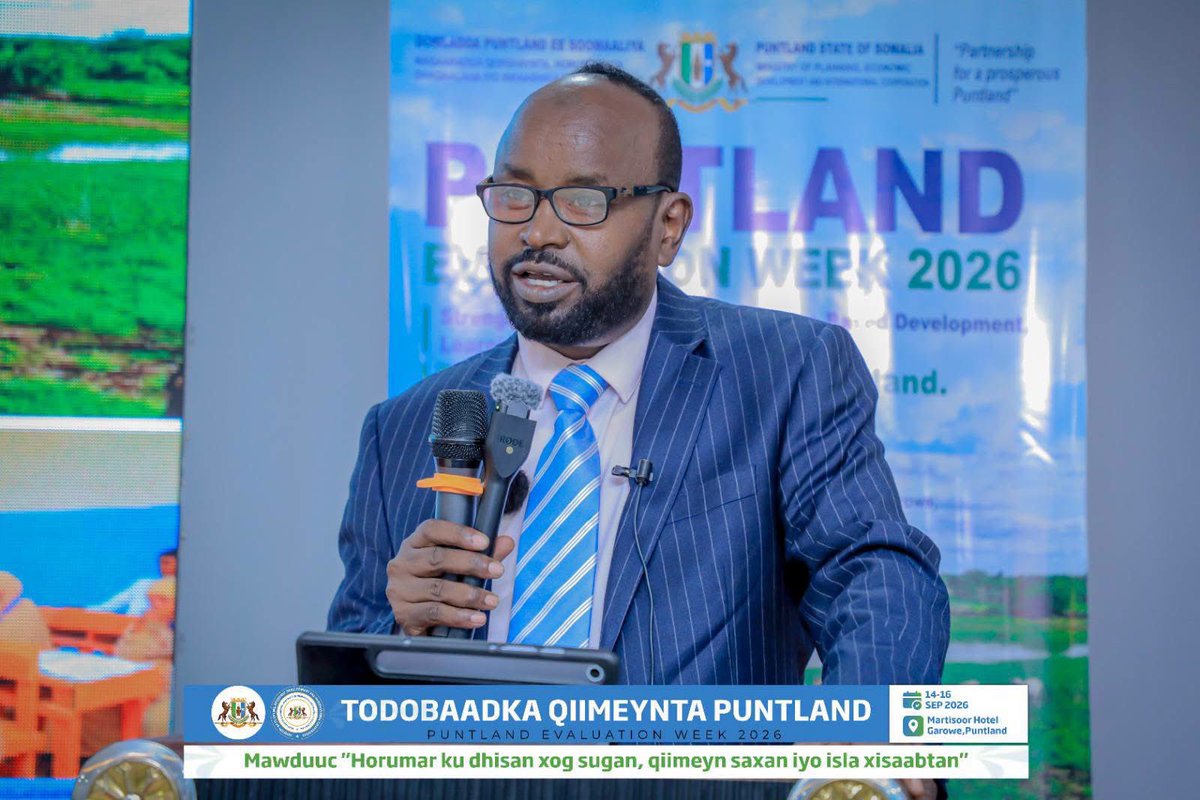 OAG_PUNTLAND's tweet photo. The Auditor General of Puntland, Mr. Osman Mahmoud Ali (Qaroofey), attended the closing ceremony of Puntland Evaluation Week 2026 in Garowe.

The event focused on strengthening evaluation, data-driven and decision-making.

#PEW2026 #OAGPuntland https://t.co/HeSIk2TvGL