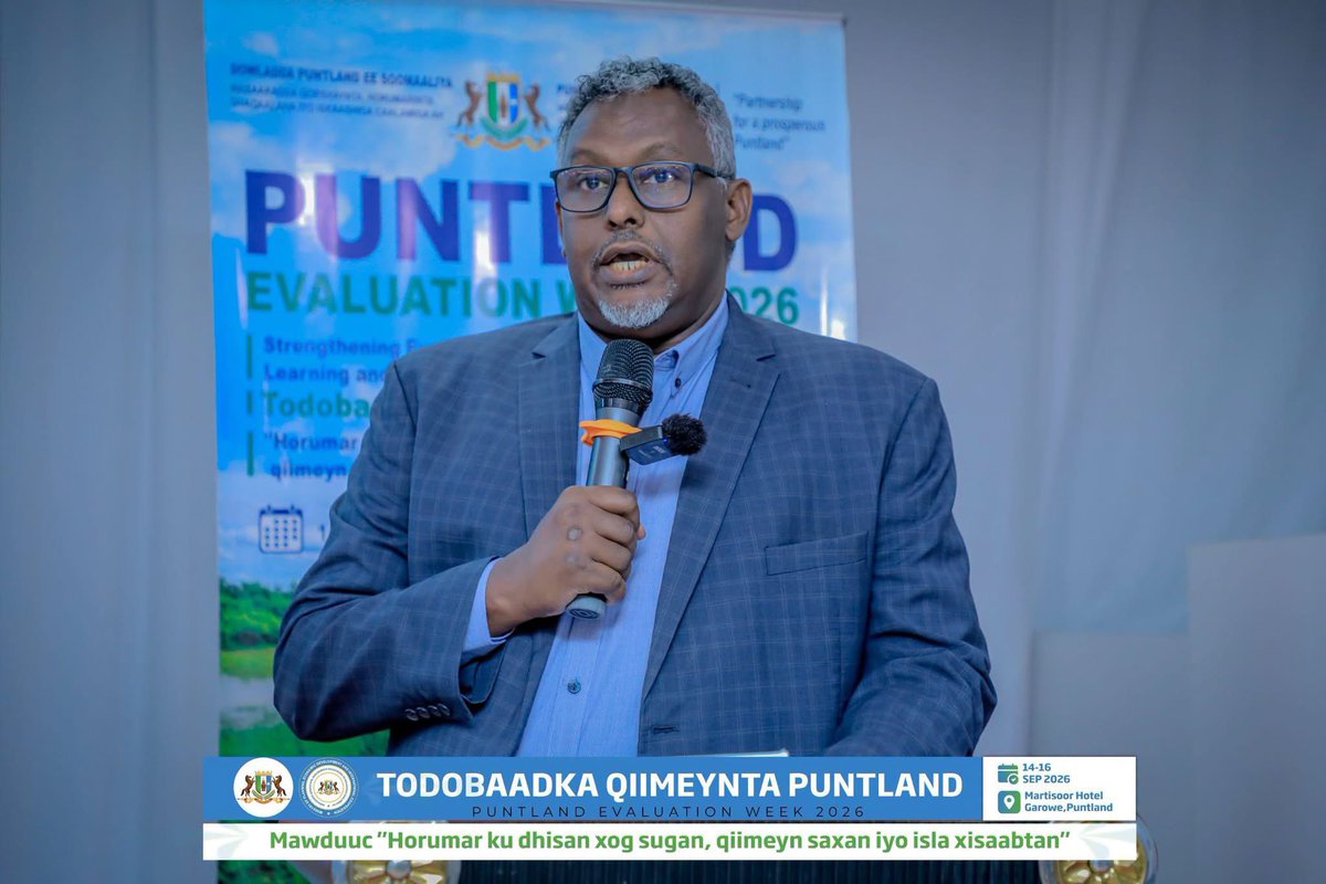 OAG_PUNTLAND's tweet photo. The Auditor General of Puntland, Mr. Osman Mahmoud Ali (Qaroofey), attended the closing ceremony of Puntland Evaluation Week 2026 in Garowe.

The event focused on strengthening evaluation, data-driven and decision-making.

#PEW2026 #OAGPuntland https://t.co/HeSIk2TvGL