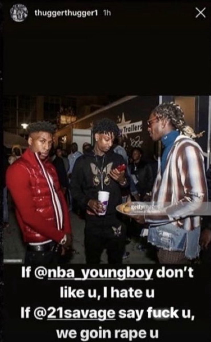 mmm4our's tweet photo. Young Thug shouting out NBA Youngboy and 21 Savage on his ig story (2018) . https://t.co/8VsiW7GKg8