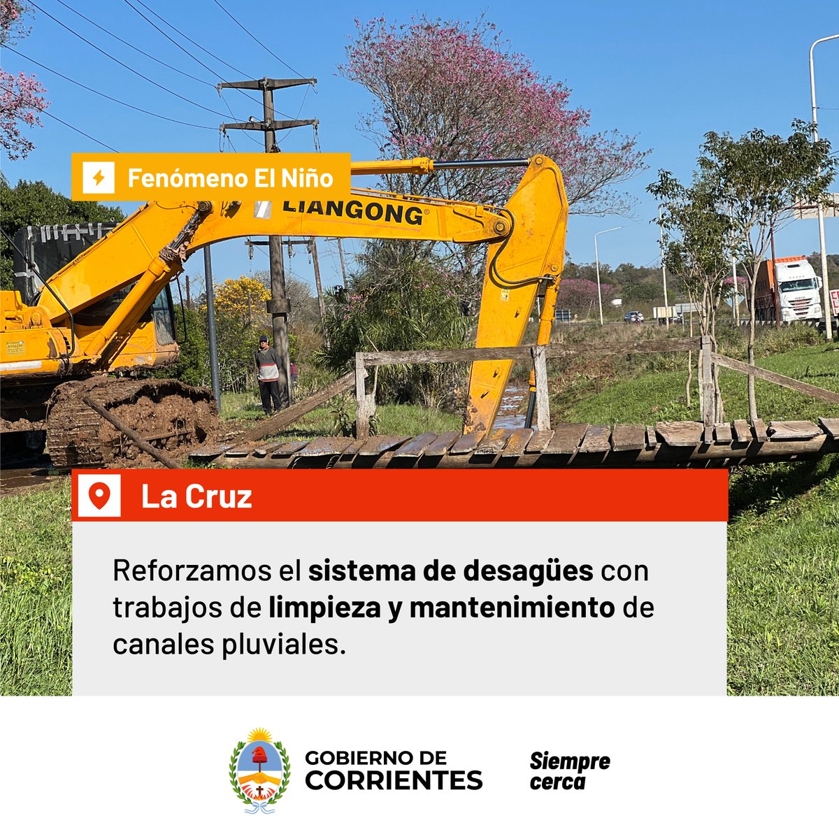 CorrientesGob's tweet photo. Ejecutamos trabajos en zonas estratégicas de localidades como #SanIsidro, #LaCruz y #CuruzúCuatiá. La apertura y limpieza de canales, sumado a la intervención en sistemas de desagües y alcantarillados, dan cuenta de ello.
Prevenir es la mejor forma de estar #SiempreCerca. https://t.co/tWD6Rbubge