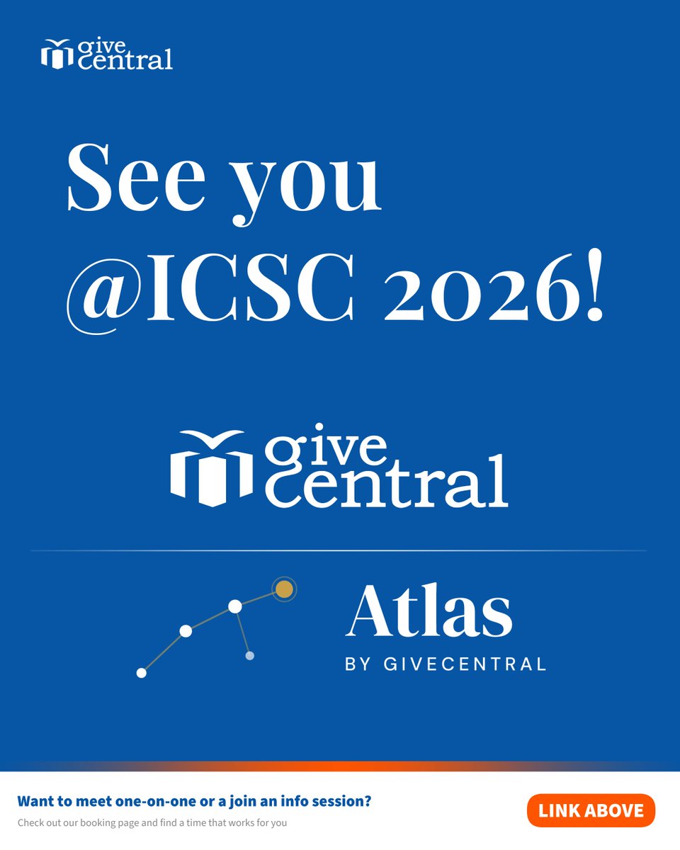 GiveCentral's tweet photo. On behalf of everyone here at GiveCentral, we look forward to seeing you at ICSC 2026!

Don’t forget to sign up for an info session or a one-on-one meeting with one of our team members.

ISCS 2026 Booth 305
https://t.co/qP3h9XvSwM

We’ll see you there! https://t.co/klY1dZdIoJ