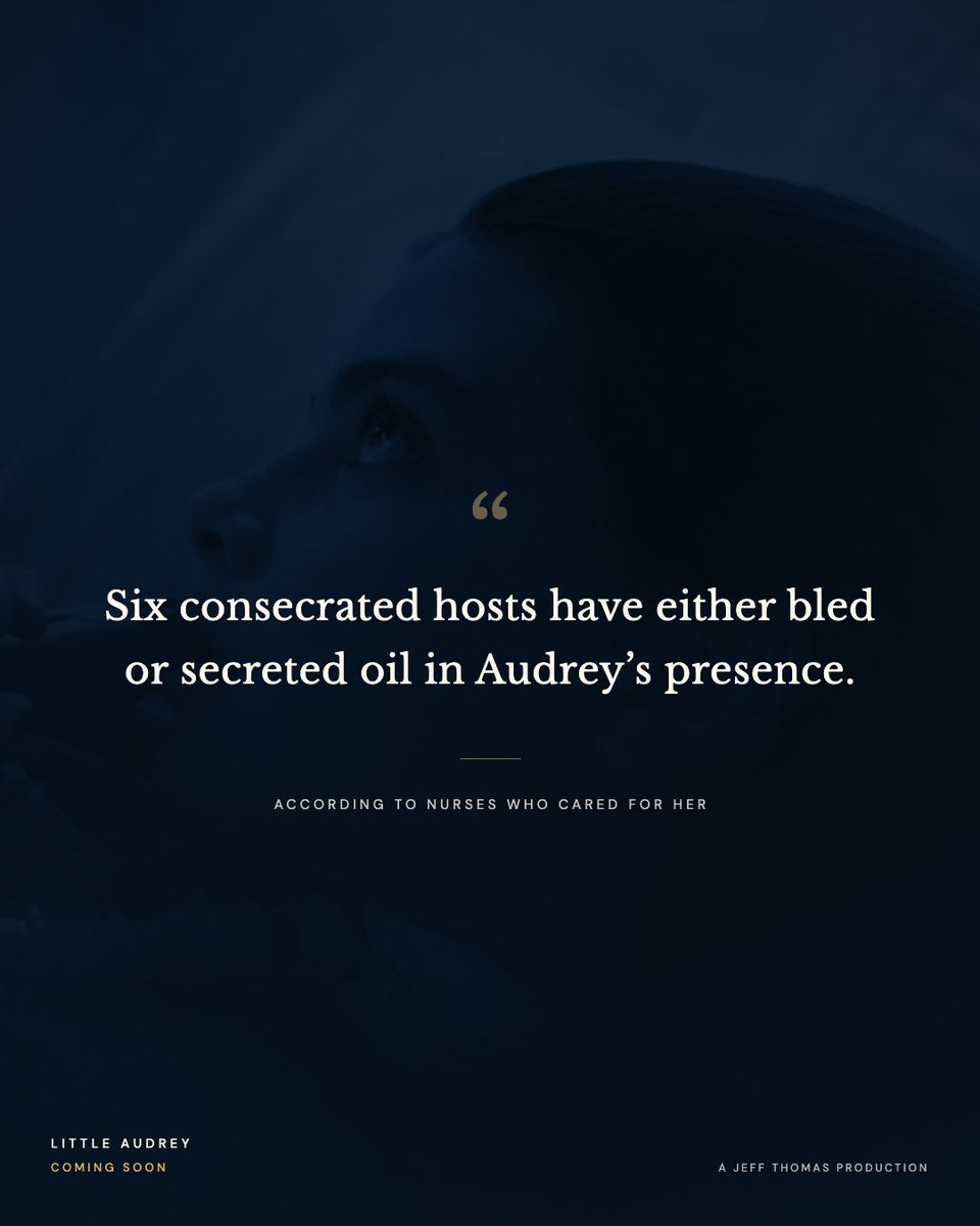 LittleAudreyFlm's tweet photo. What happened around Little Audrey remains extraordinary.

Nurses who cared for Audrey Santo reported that six consecrated Hosts either bled or secreted oil in her presence.

All Glory to Jesus in the Eucharist. Learn More: https://t.co/fVypbu5AWH https://t.co/e9ZOC2EQQ7