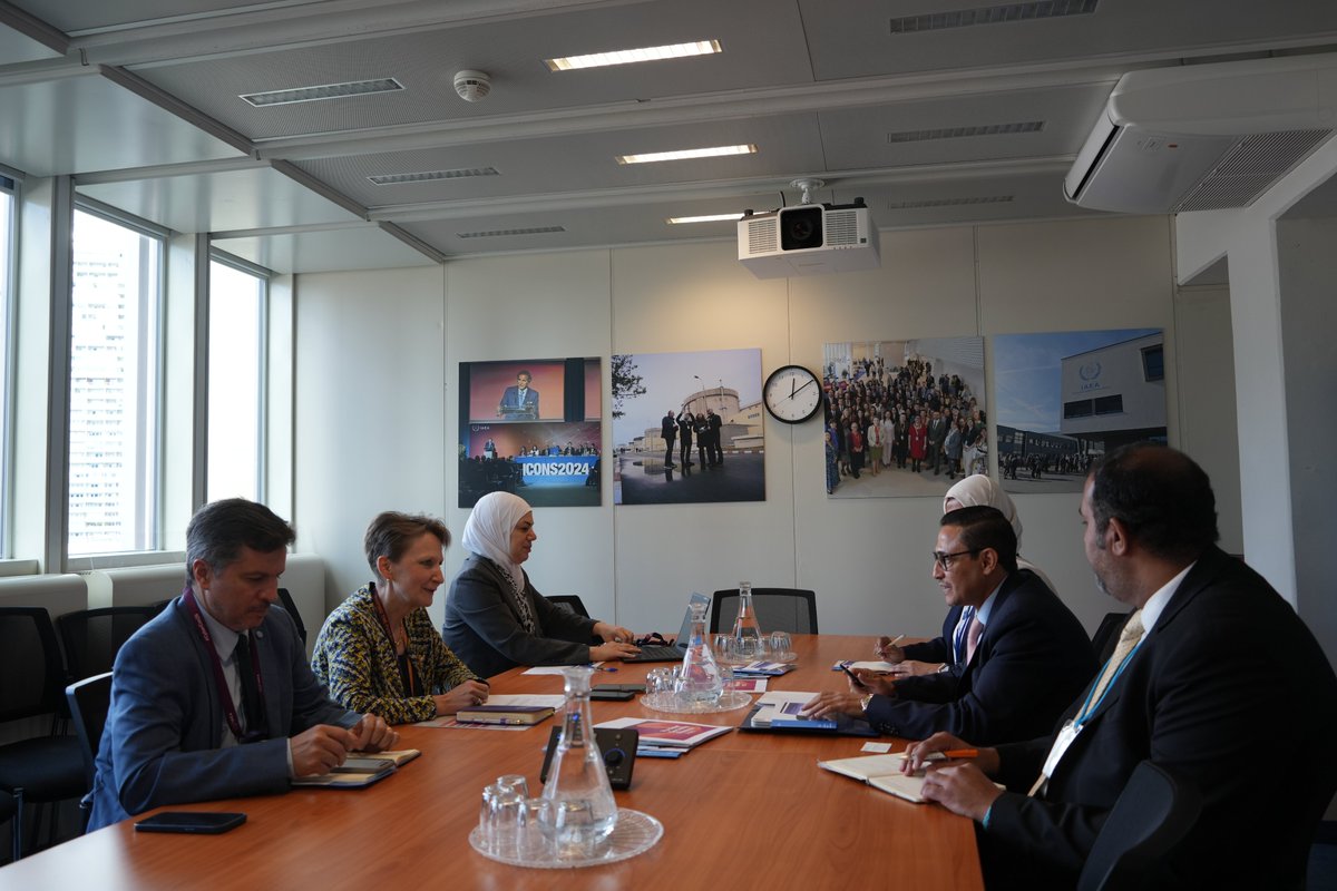 IAEANS's tweet photo. At #IAEAGC, @IAEAorg's Division of Nuclear Security met with a delegation from #Yemen to discuss ongoing cooperation under the Integrated Nuclear Security Sustainability Plan #INSSP framework. As the first country to develop an INSSP in 2006, #Yemen reaffirmed its commitment to #NuclearSecurity and continued cooperation with the #IAEA in strengthening its national nuclear security regime.
@ViennaYemen