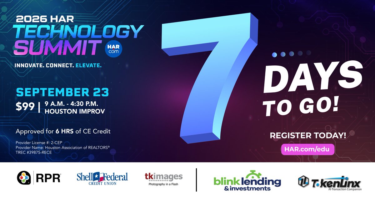 HARMembers's tweet photo. Stay ahead of the curve with insights, strategies, and tools built for today’s real estate professional. Join us at the Technology Summit and discover practical ways to leverage technology in your business. Sign up today at https://t.co/SQ7XOMo5hO https://t.co/S6SSSQrhYu