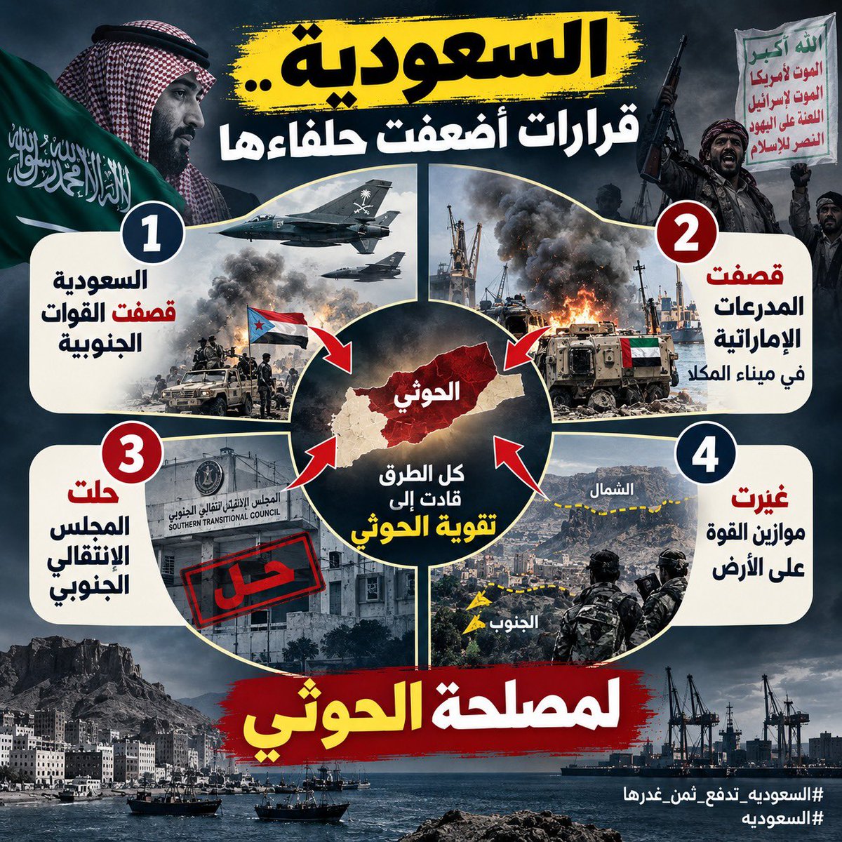 Delalkahtani's tweet photo. ما تحتاج السعودية إلى مراجعته ليس غارة بعينها ولا قرارًا منفردًا، بل فلسفة إدارة الملف اليمني: لماذا تكرر الصدام داخل المعسكر المناهض للحوثي، ولماذا عجزت سنوات النفوذ عن إ��تاج جبهة سياسية وعسكرية مستقرة؟
#السعوديه_تدفع_ثمن_غدرها
#السعوديه
#اليمن https://t.co/zeQirG514V