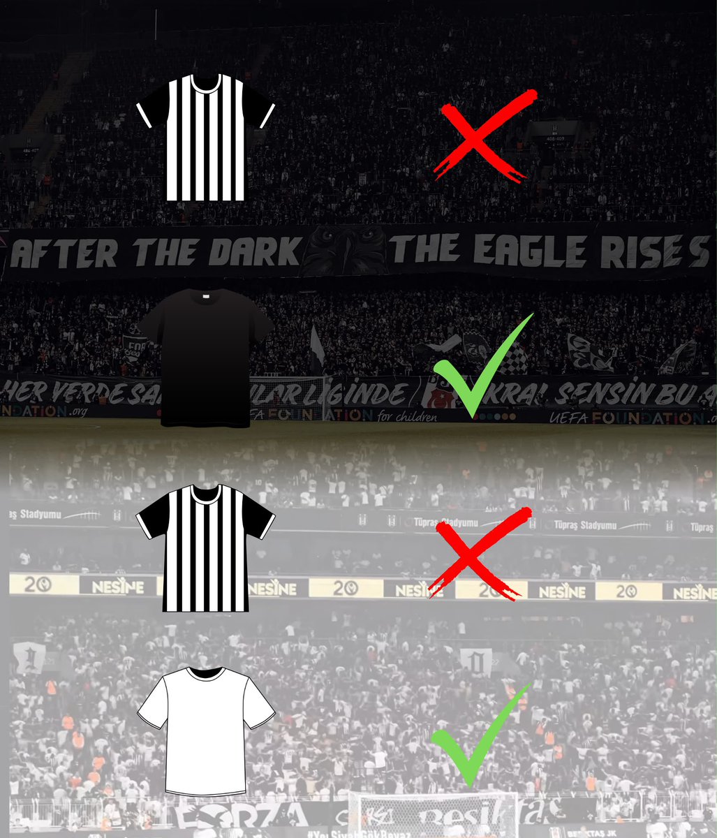 tribun_bjk's tweet photo. ÇUBUKLU GİYME, SADECE DÜZ SİYAH VE BEYAZ! ✅ #AtkınlaGel https://t.co/UB2zT4mrP7
