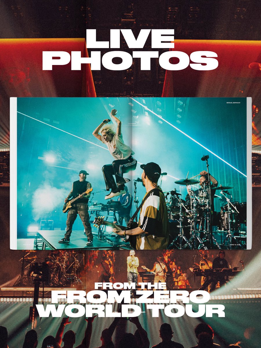 linkinpark's tweet photo. Pre-order the official FROM ZERO WORLD TOUR: Tour Posters (2024-2026) art book. Spanning 150+ pages, this visual archive collects 90 unique concert posters created by artists around the globe alongside live concert photography, complete with a foreword co-written by Mike Shinoda and Joe Hahn. Choose between the softbound First Pressing or the Signed Special Edition, limited to 500 copies each hand-numbered and signed by the band. The first 500 orders for either edition include an exclusive free bookmark and sticker sheet. Available at https://t.co/4vB9kd6J3X.
