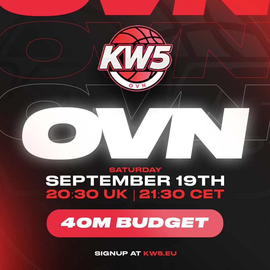 KW5_EU's tweet photo. OVN Tournaments ARE BACK ! 🟥🏀
---
🗓️Saturday 19/9 
🕐20:30 UK | 21:30 CET
---
💵40m Budget 
---
🌐Signup at https://t.co/hIlsGk5XXl