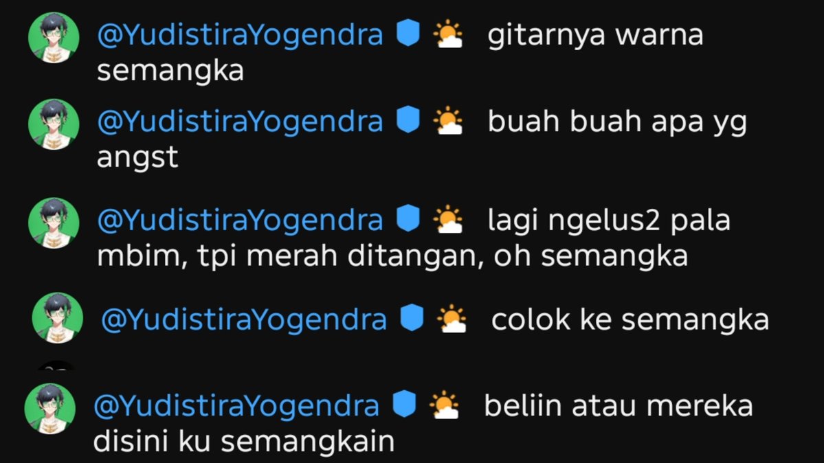 aynoyuno's tweet photo. TERLALU DISEMANGKA SEMANGKA KAN KAU YUDISTIRA YOGENDRA https://t.co/Z9DXBwfAlT