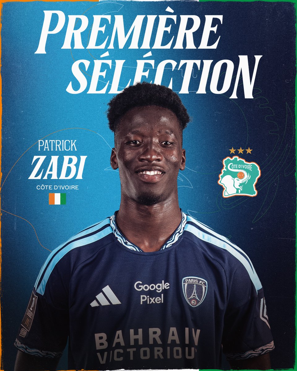 ParisFC's tweet photo. Patrick Zabi est convoqué pour la première fois de sa carrière avec les Éléphants 🇨🇮 ! 

La Côte d’Ivoire disputera les éliminatoires de la CAN 2027 face au Ghana et la Somalie. 💪 https://t.co/eASgVPlsdI