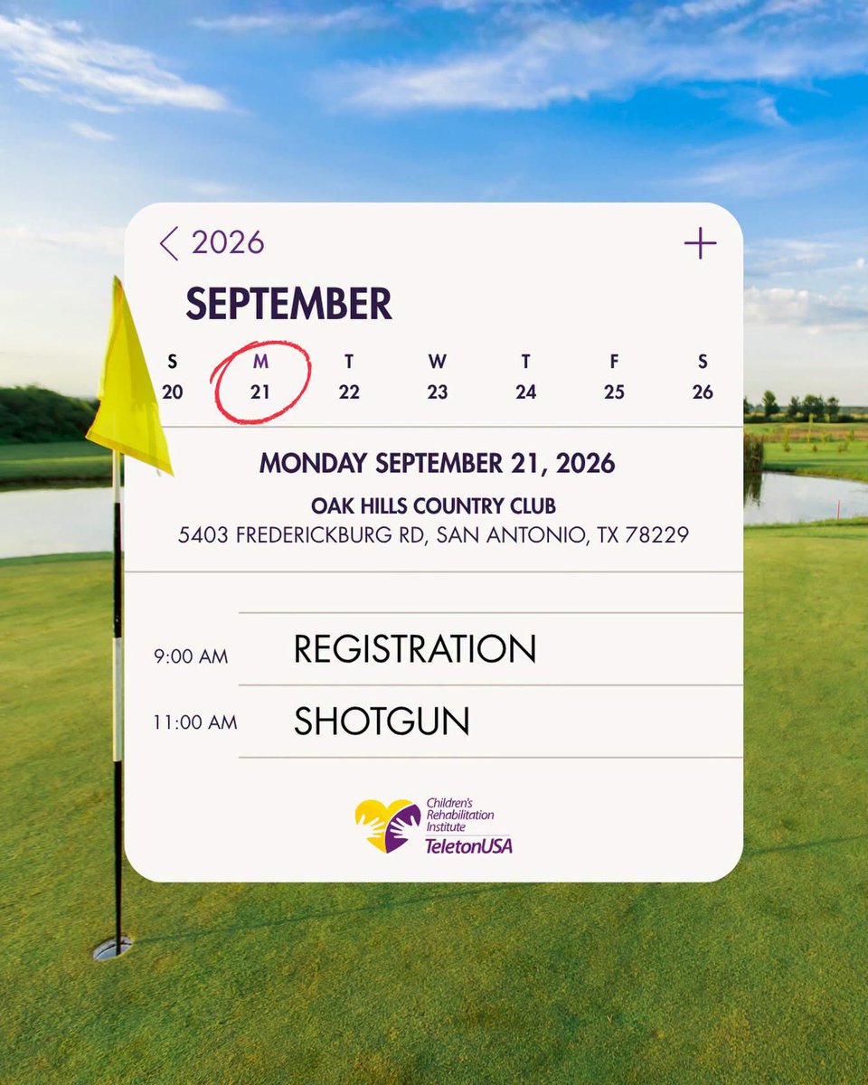 critusatx's tweet photo. โณ Tee up for a great cause!
Join us for a golf tournament benefiting CRIT and help support comprehensive rehabilitation for children and their families.
Register today and play with purpose. ๐๐
#CRIT #GolfForACause #GolfTournament #PlayForACause #EveryStepCounts https://t.co/6oiCXqhGJu