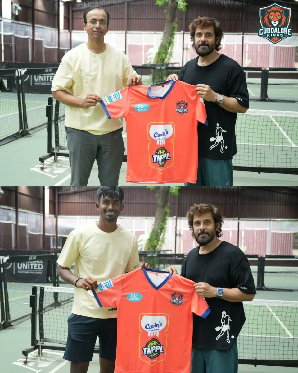 ikalaiarasan's tweet photo. Our @chiyaan hands over the official Cuddalore Kings jersey as we gear up for TNPPL Season 2. ✨ https://t.co/82GyxVMhPV