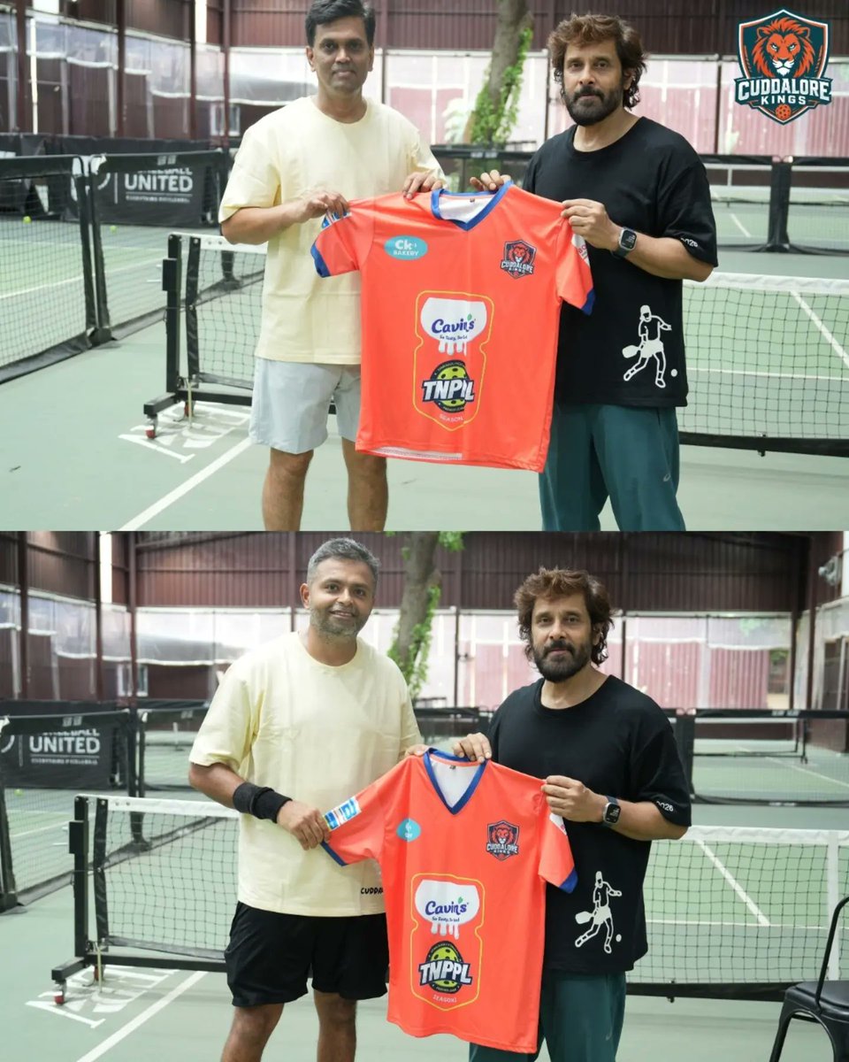 ikalaiarasan's tweet photo. Our @chiyaan hands over the official Cuddalore Kings jersey as we gear up for TNPPL Season 2. ✨ https://t.co/82GyxVMhPV