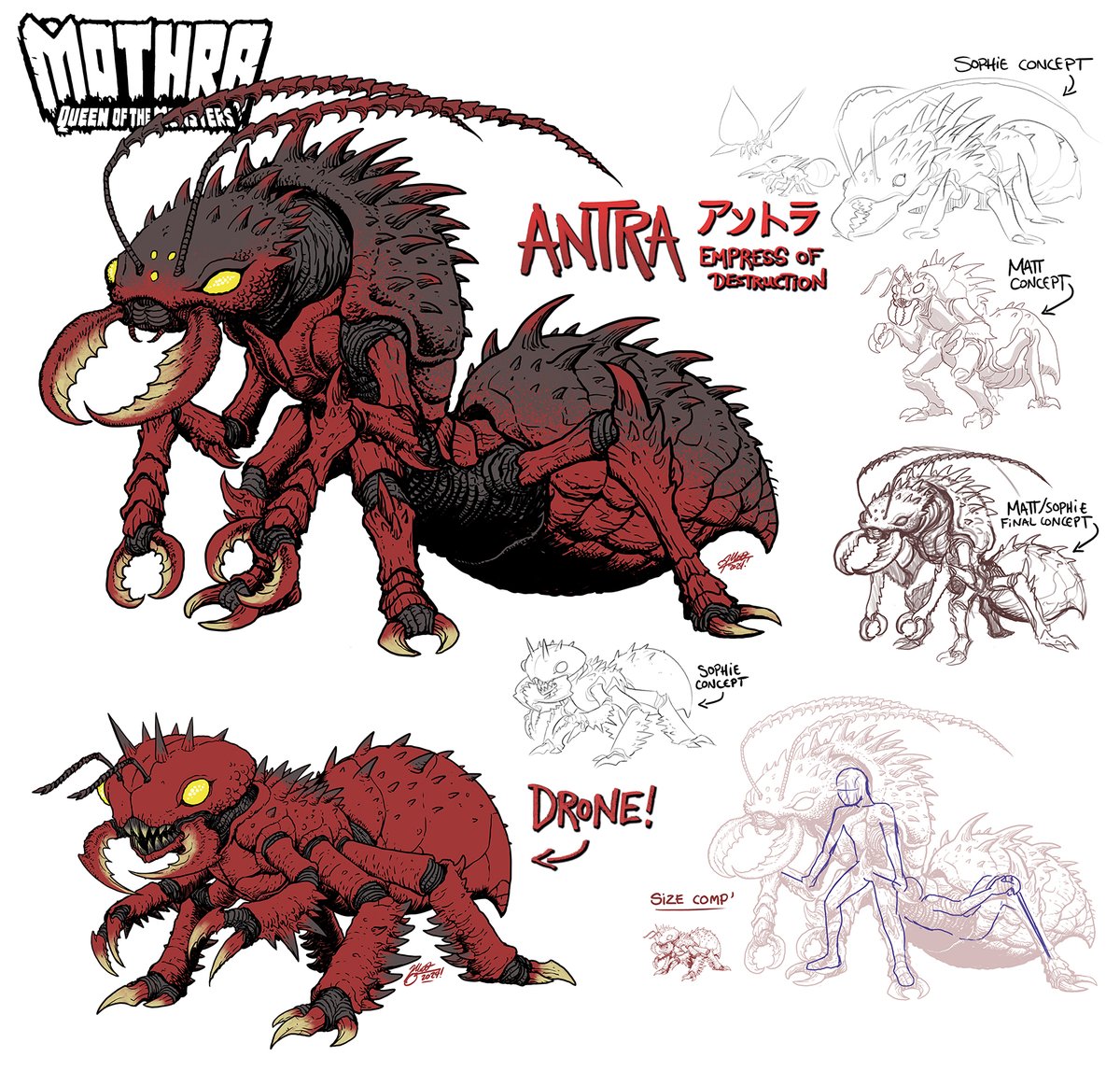 spankzilla85's tweet photo. Right now, you can vote for the next original monster to face Godzilla over at @toho_newmonster, and to celebrate I thought I'd show off the original kaiju that I've helped design for the @IDWPublishing comics over the years! Antra, Vuldorah, Singura, and the Trilopods! https://t.co/SCvn9iS2CE