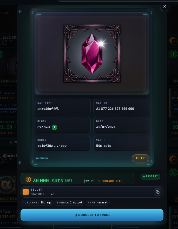 Inatendu29's tweet photo. Promise delivered. The PoW-based Luck score is officially live on WecSats! 🍀⚡️

Integrated natively across both the Explorer and the Marketplace:

Visual badge: Real-time PoW Luck indicator on every listing & sat card

Inspection modals: Exact block luck breakdown on click

Fast indexing: Fully synced with our direct ZMQ blockchain stream

A special shoutout to @NcryptUnc: you asked for it, it's shipped.
Does this integration match what you had in mind? Would love to get your thoughts and validation on the scoring! 🤝

Inspect the chain: 
👉 https://t.co/9GfCbUjsv3
👉 https://t.co/TyVzeIKQvv
#Bitcoin #RareSats #Ordinals
https://t.co/GHX9jEUZhK