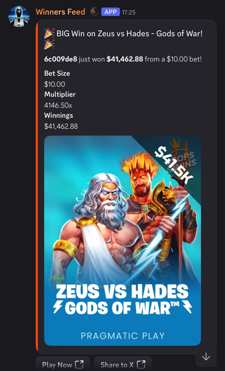 MetaWin's tweet photo. Congrats to player ‘6c009de8’ who just turned $10 into over $41,000 playing Zeus vs Hades Gods of War on https://t.co/uFyY9Iue87!

To celebrate the win, we’re giving away $450 to 1 person who QRTs this what they would do with the winnings. https://t.co/ClTtLs0GCY