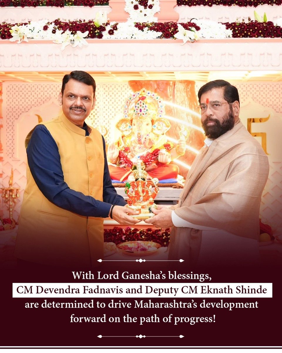SONUKUBRO9's tweet photo. May Vighnaharta remove every obstacle and bless Maharashtra with peace, progress and prosperity. @Dev_Fadnavis @mieknathshinde https://t.co/C7cd865Ek4