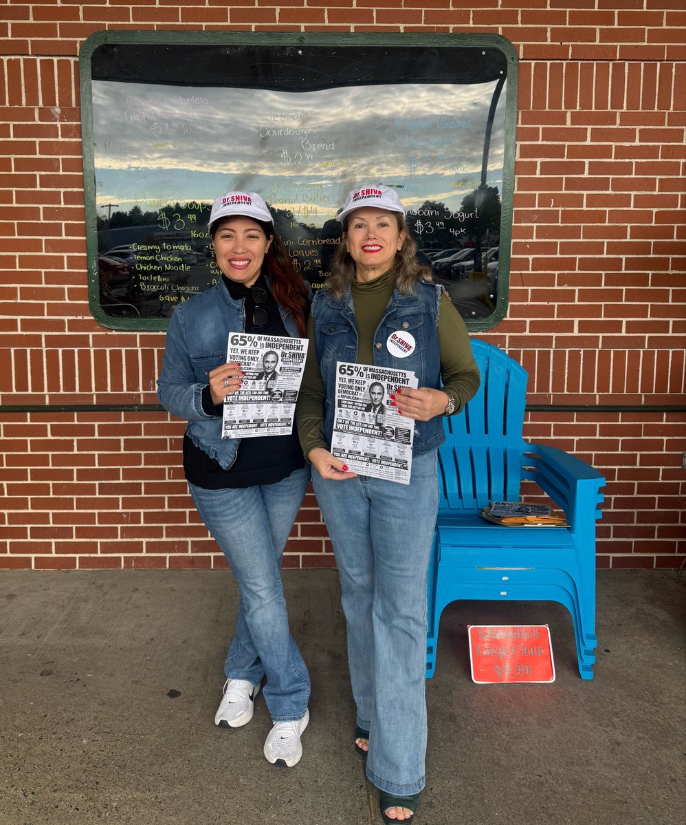 va_shiva's tweet photo. Two incredible women OFFLINE distributing Flyers - across Massachusetts. 

One a registered Republican, the other a Democrat.  BOTH voting for INDEPENDENT Dr.SHIVA for US SENATE! https://t.co/XMTWxwwxF3 https://t.co/dEjzsVNGrc