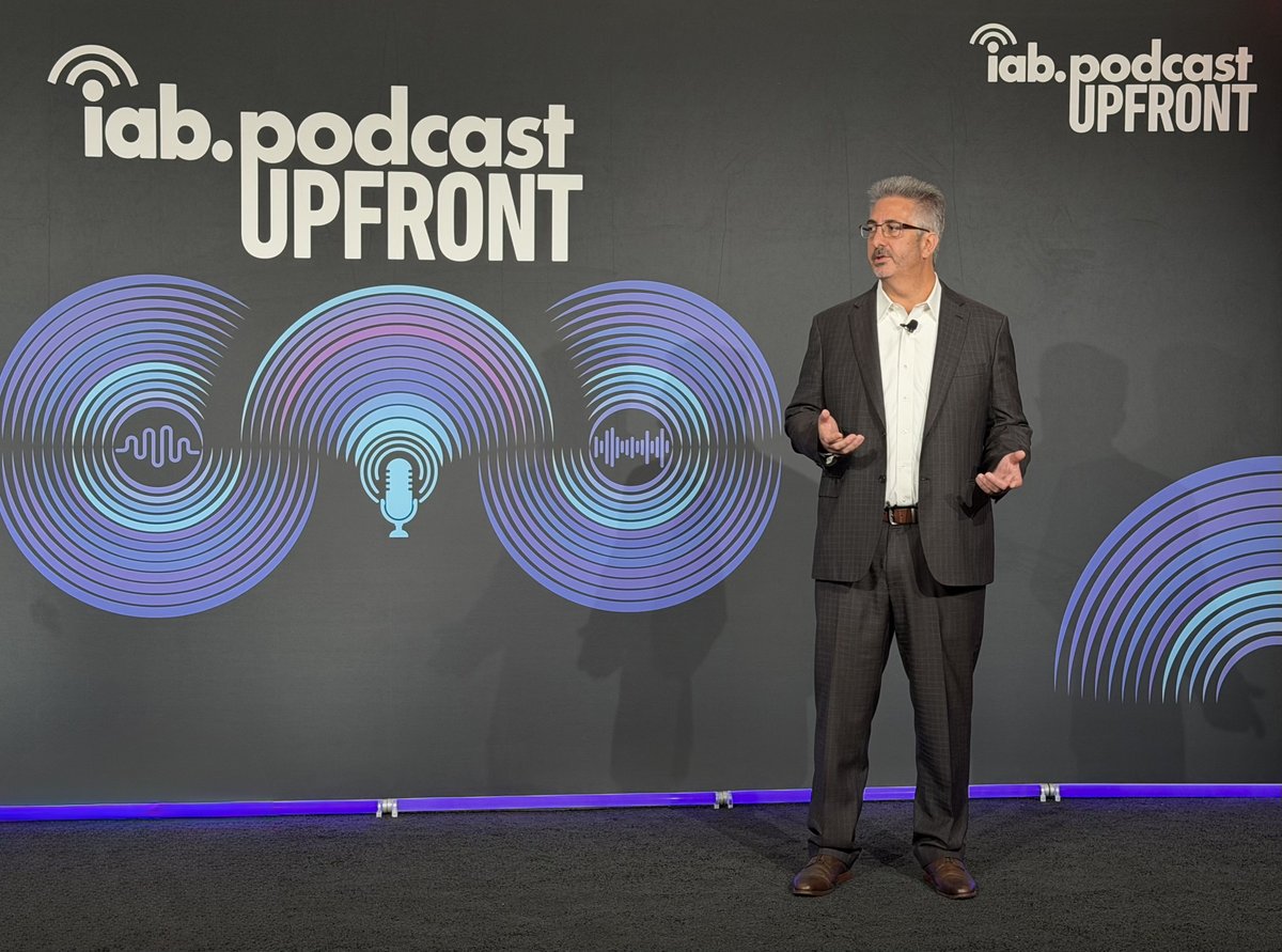iab's tweet photo. #IABPodcastUpfront 2026 is live! 🎧 IAB’s @Jason Adamski kicked off the day by framing podcasting’s next chapter around a simple question: are we helping the medium grow into what it’s becoming, or holding onto what it used to be? https://t.co/0bD43ymCdr