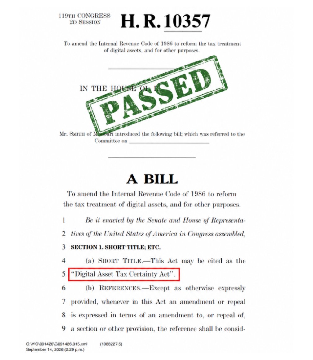 BullTheoryio's tweet photo. BREAKING: The House Ways and Means Committee just passed the crypto tax bill 38-5.

The bill removes tax reporting on small crypto payments under $10, a real step toward making crypto usable for everyday spending. https://t.co/Lh6gQSKUDF