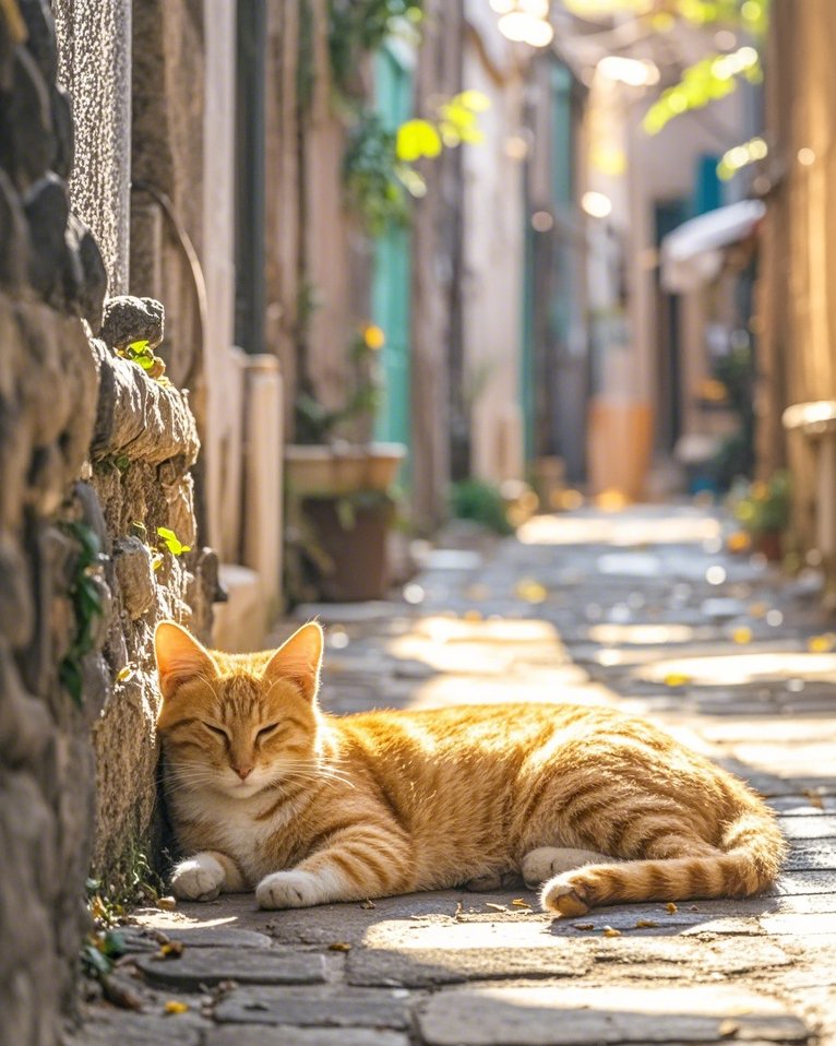 EvaVosefn4u's tweet photo. Just caught this unexpected corner vibe on the city street—sunlight filtering through old store awnings, a stray cat napping on a weathered step. Small, perfect moment you’d otherwise miss. https://t.co/o4fYjon4VR