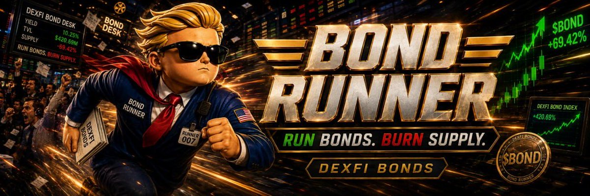 MillsFrom's tweet photo. Been watching $RUNNER since launch. What matters isn’t the chart.

The loop is live:
trading → Bonds → external yield → market buys → burn.
7M+ RUNNER is already gone.

Now I’m watching one thing: how fast can the Bond stack grow?

@BondRunner_ @DexFinance https://t.co/mE5SybidfN