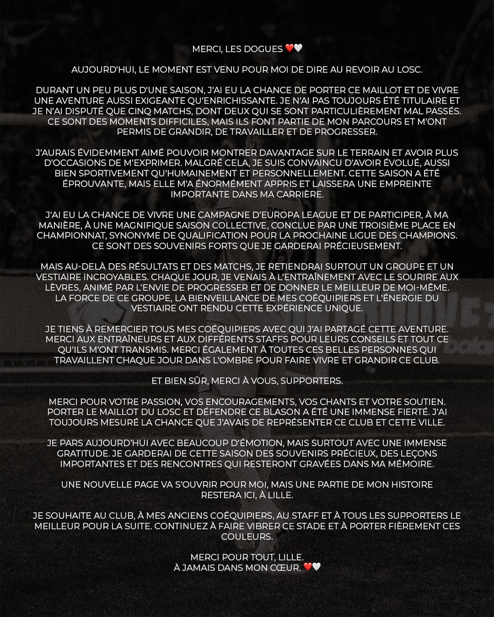 bodart_arnaud's tweet photo. Merci pour tout, Lille.
À jamais dans mon cœur. ❤️🤍 https://t.co/wwYfDPVELj