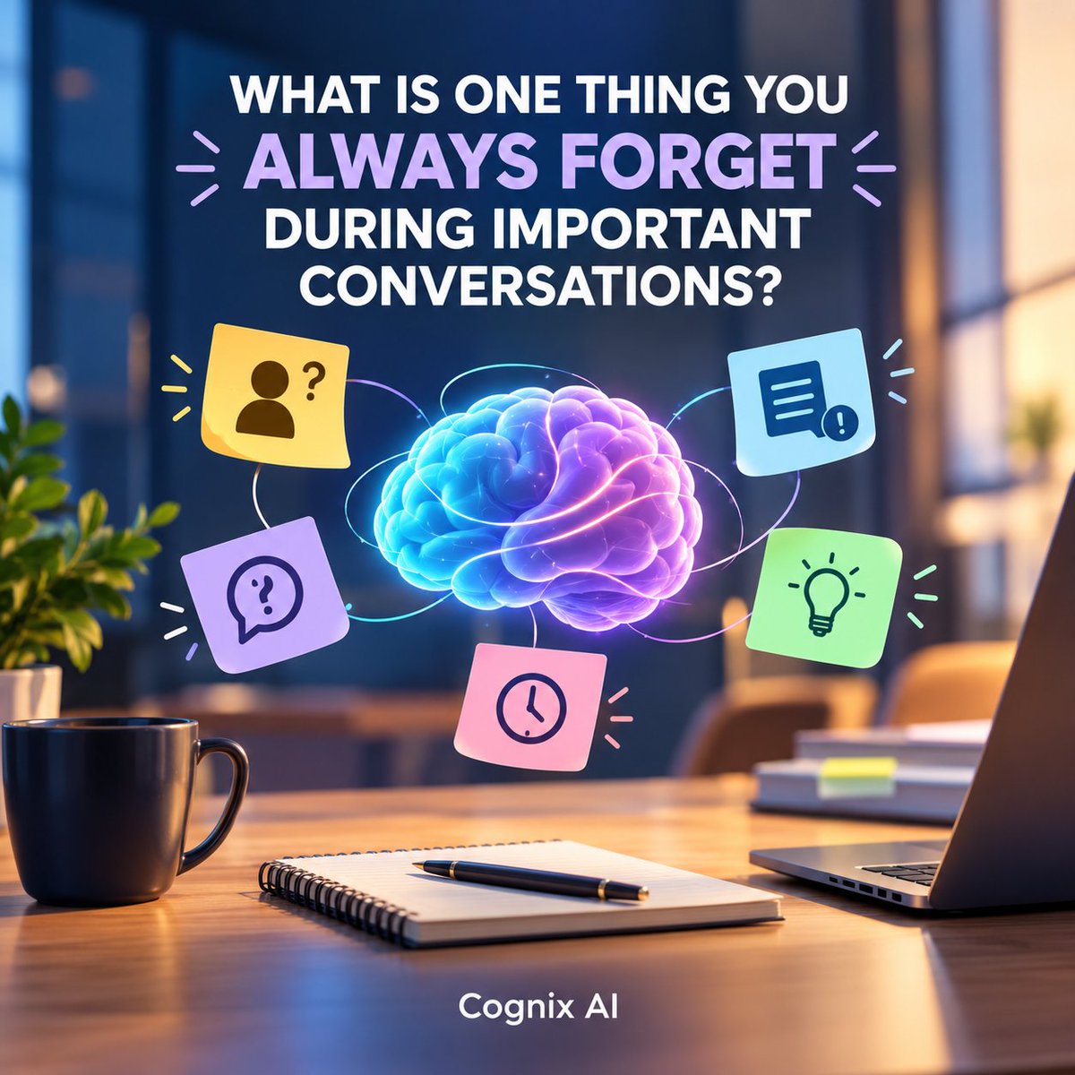 CognIXAI_X's tweet photo. WHAT IS ONE THING YOU ALWAYS FORGET DURING IMPORTANT CONVERSATIONS? 

A name? A key detail? A question you meant to ask?

Important conversations require you to listen, think, remember, and respond at the same time. It is easy to lose track of something valuable.

CognIX AI provides relevant insights in real time, helping you stay focused and informed while the conversation is still happening.

Because the right information is most useful when you need it.

What do you usually forget? 👇🏽

#CognIXAI #RealTimeAI