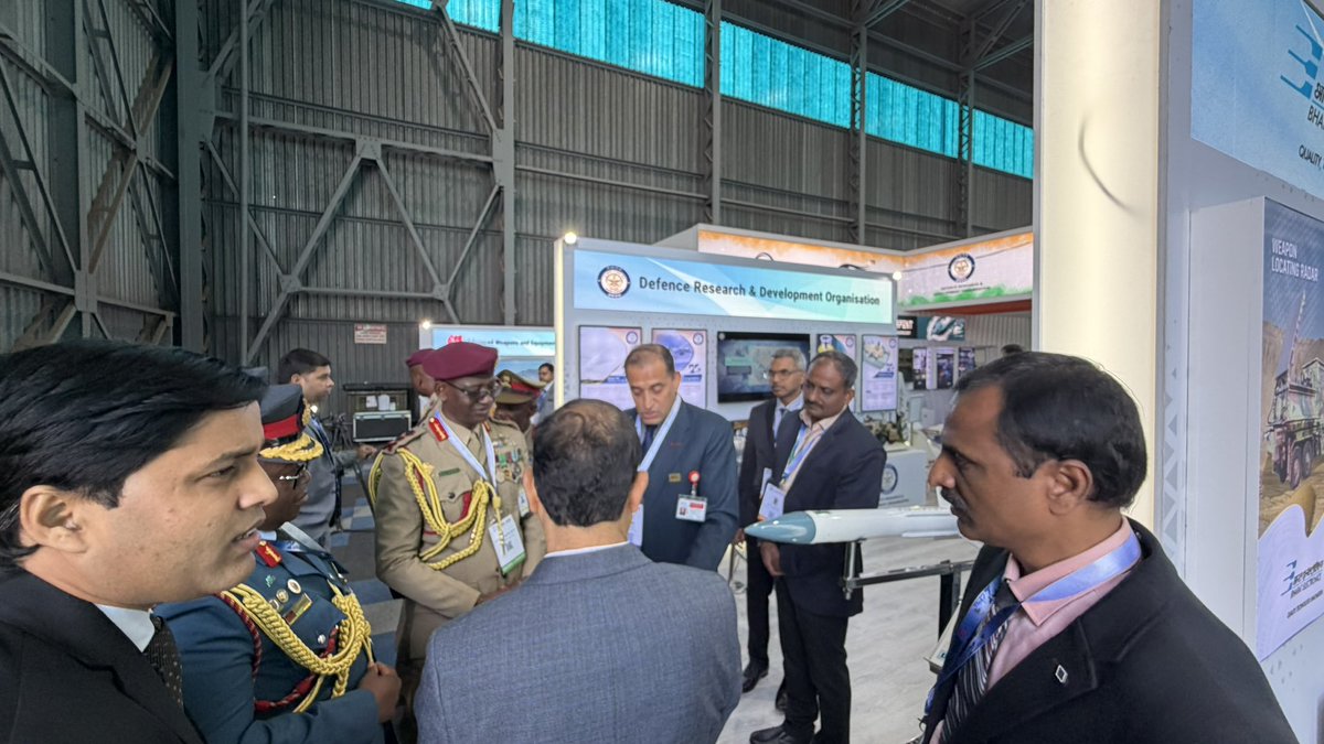 DRDO_India's tweet photo. DRDO is participating in the Africa Aerospace & Defence (AAD) 2026 Exhibition as part of the India Pavilion.

The Deputy High Commissioner of India in South Africa inaugurated the India Pavilion today and visited the DRDO stall.

Gen George Alexander Jaffu, Chief of Defence Staff, Malawi Defence Force, and H.E. Amadou Diallo, Ambassador of Niger to South Africa, also visited the DRDO stall and interacted with DRDO officials about the systems and technologies showcased.

 #IndiaInSouthAfrica #AtmanirbharBharat #DefenceTechnology