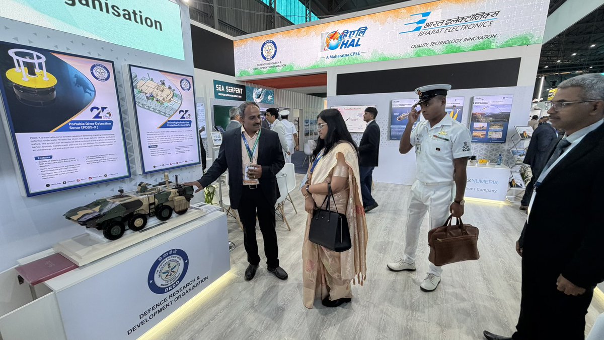 DRDO_India's tweet photo. DRDO is participating in the Africa Aerospace & Defence (AAD) 2026 Exhibition as part of the India Pavilion.

The Deputy High Commissioner of India in South Africa inaugurated the India Pavilion today and visited the DRDO stall.

Gen George Alexander Jaffu, Chief of Defence Staff, Malawi Defence Force, and H.E. Amadou Diallo, Ambassador of Niger to South Africa, also visited the DRDO stall and interacted with DRDO officials about the systems and technologies showcased.

 #IndiaInSouthAfrica #AtmanirbharBharat #DefenceTechnology