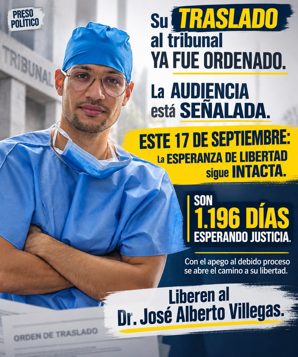 JoseAVJLibertad's tweet photo. Su TRASLADO al tribunal ya FUE ORDENADO.

La AUDIENCIA está SEÑALADA.

Ahora esperamos que llegue la JUSTICIA.

17 DE SEPTIEMBRE. LA ESPERANZA SIGUE INTACTA.

¡LIBÉRENLO YA!

#Liberenalospresospoliticos

@Migue1Caro
@Naky
@LuisCarlos https://t.co/7wLd8WA7bZ