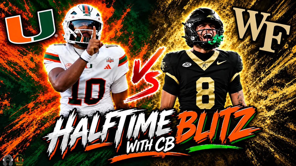 ChalupaBatmxn's tweet photo. The #HalftimeBlitz live stream returns for Miami vs Wake!!!
This week Iβll be joined by @365canesinfo to break down the storylines of the 1st half & prepare you for the 2nd half!!
Come hang out with us during half time of the game #BeatWake #GoCanes #TheU ππ©π§ https://t.co/pCk3d6c7JP
