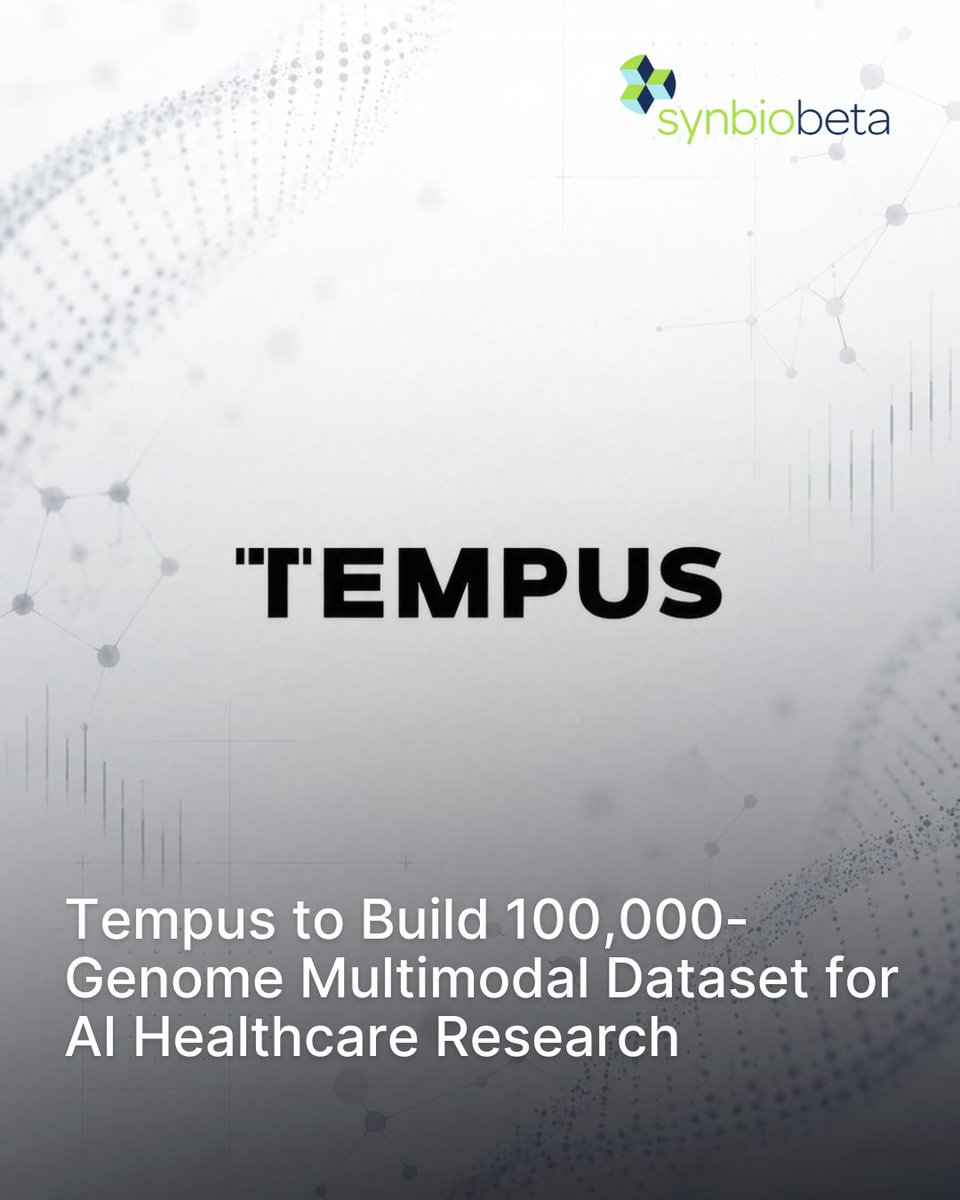 SynBioBeta's tweet photo. @TempusAI is building a research platform linking 100,000 whole genomes with longitudinal clinical outcomes, imaging and pathology.

Designed for AI model development, the dataset has a longer-term goal of reaching 1M genomes.

https://t.co/hwmWXByzLE

Subscribe to our newsletter and get the biggest biotech news straight to your inbox 🧬
https://t.co/uNrxaa71hj