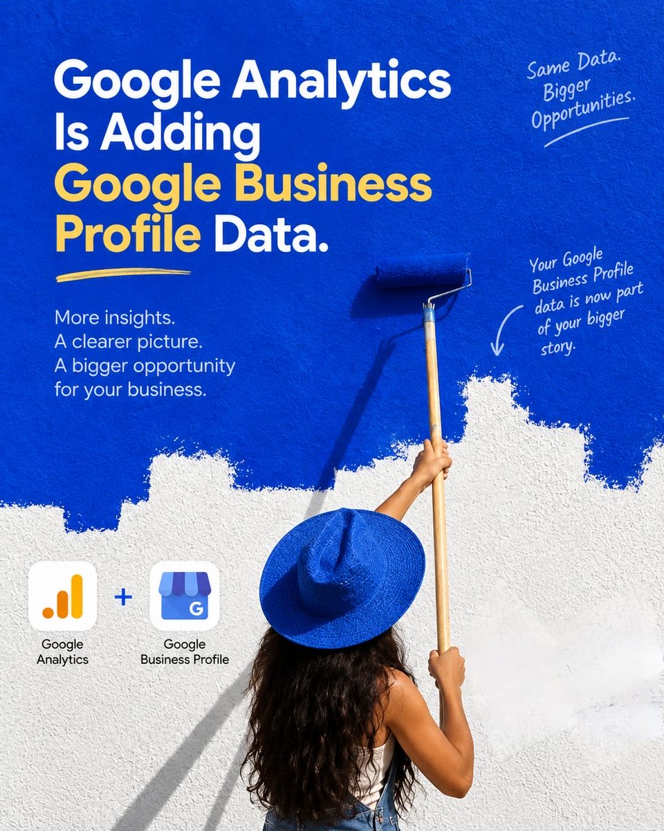 chattybao's tweet photo. Google Analytics + Google Business Profile = business owners ke liye ek interesting update!

Ab Google Business Profile ka data Google Analytics mein bhi dekh paayenge — matlab customers aapko kaise discover kar rahe hain, usse better understand karne ka ek aur way. 

News article like- https://t.co/zcWkaUrZmy