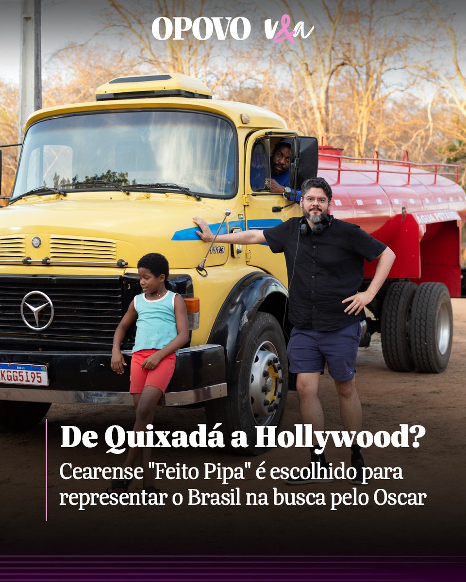 opovo's tweet photo. CEARÁ NO OSCAR? 🎬 Filmado em Quixadá, “Feito Pipa” foi escolhido pela Academia Brasileira de Cinema para representar o Brasil na busca pelo Oscar de Melhor Filme Internacional. Será a primeira vez que uma produção filmada no Ceará receberá essa missão.

Todos os anos, as academias nacionais de cada país indicam um filme para representar a nação na busca por uma indicação ao Oscar, premiação organizada pela Academia de Artes e Ciências de Hollywood. Nos anos anteriores, “O Agente Secreto” e “Ainda Estou Aqui” foram os escolhidos pela instituição brasileira.

Com a submissão anunciada, a Academia do Oscar irá considerar a inscrição para avaliação interna dos seus mais de 11 mil membros. Ainda neste ano, a organização irá anunciar uma lista de finalistas.

“Feito Pipa” está em cartaz em Quixadá, cidade onde foi filmado, e a partir de quinta-feira, 17, terá sessões diárias em Juazeiro do Norte. O filme chega aos cinemas de todo o Brasil no dia 5 de novembro.

Estrelado por Yuri Gomes, Teca Pereira, Lázaro Ramos e Carlos Francisco, a trama conta a história de Gugu, um garoto de 11 anos que vive com a avó no sertão e se vê obrigado a lidar com as ranhuras que enfrenta com o pai.

Foto: Jamille Queiroz/Deberton Filmes/Divulgação